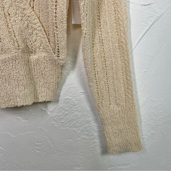 ASTR The Label Cream Wrap Front Pointelle Sweater Medium NWT - Picture 4 of 7